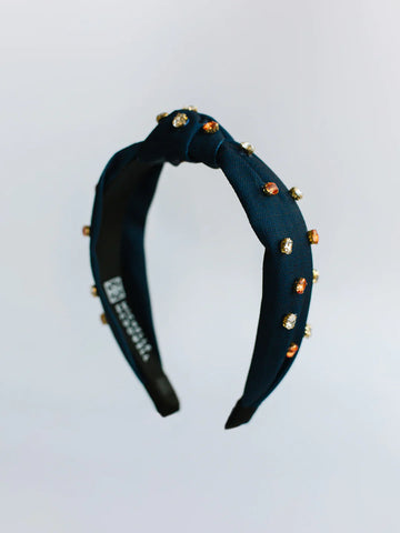 Krista Headband | Navy + Orange