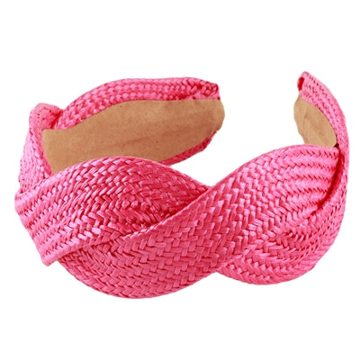 Rattan Braided Headband | Hot Pink