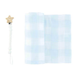Gingham Swaddle & Pacy Clip Set