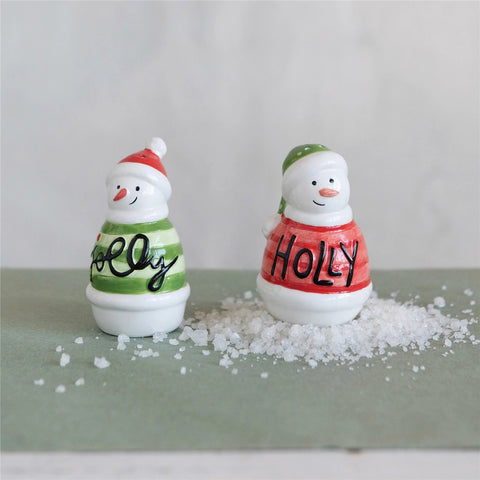 Holly Jolly Snowman Salt & Pepper Shakers