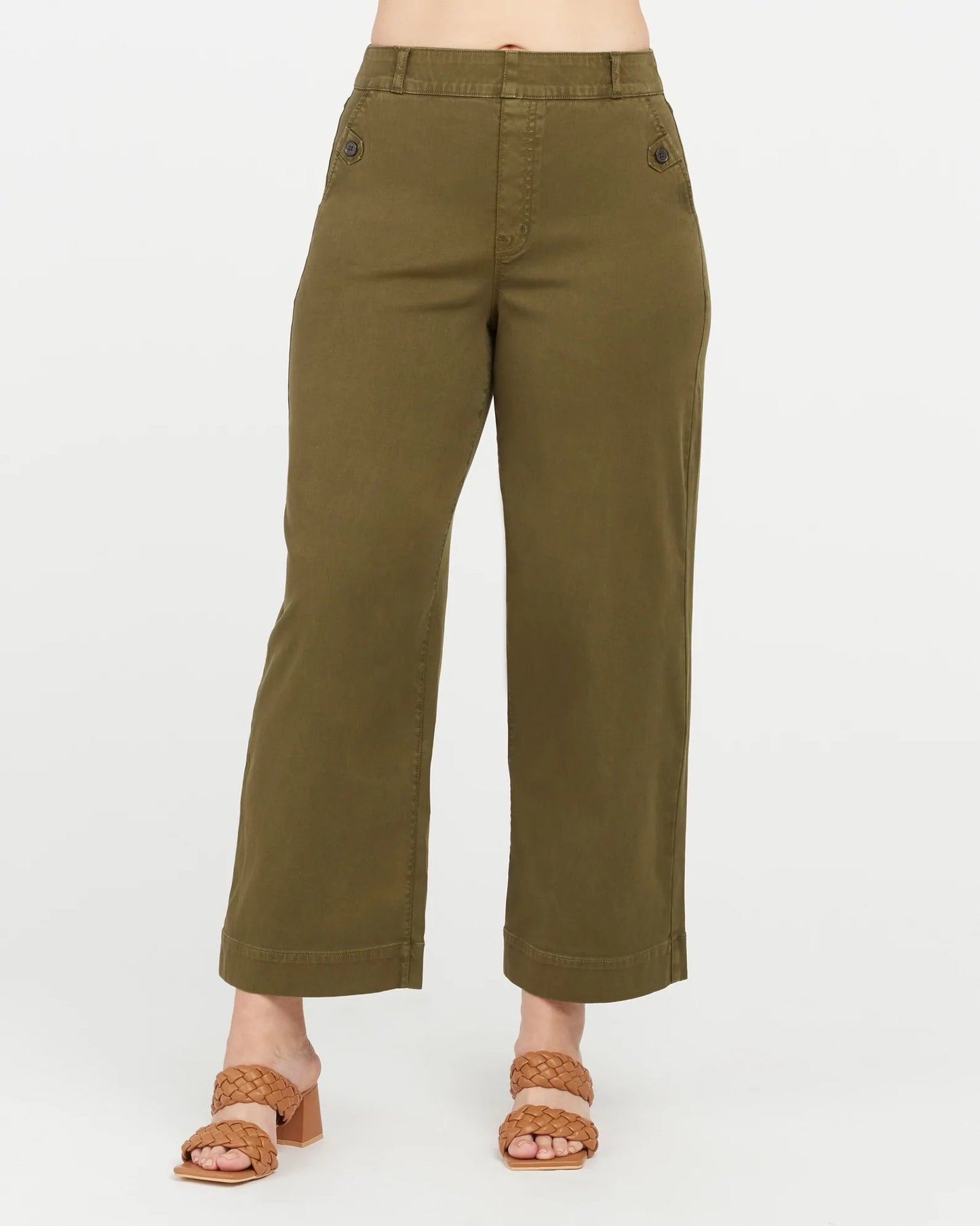 Stretch Twill Cropped Wide Leg Pant