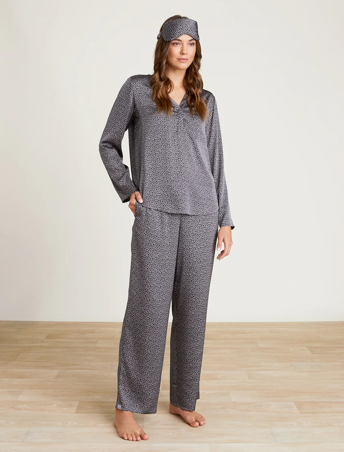 Washed Satin Eye Mask PJ Set | Dove Gray