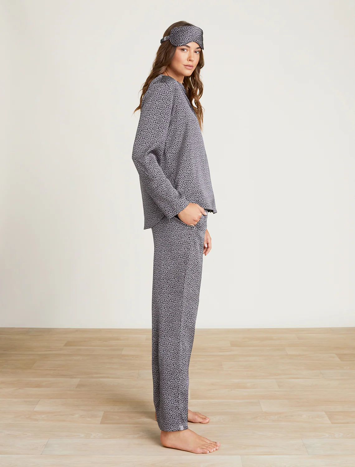 Washed Satin Eye Mask PJ Set | Dove Gray