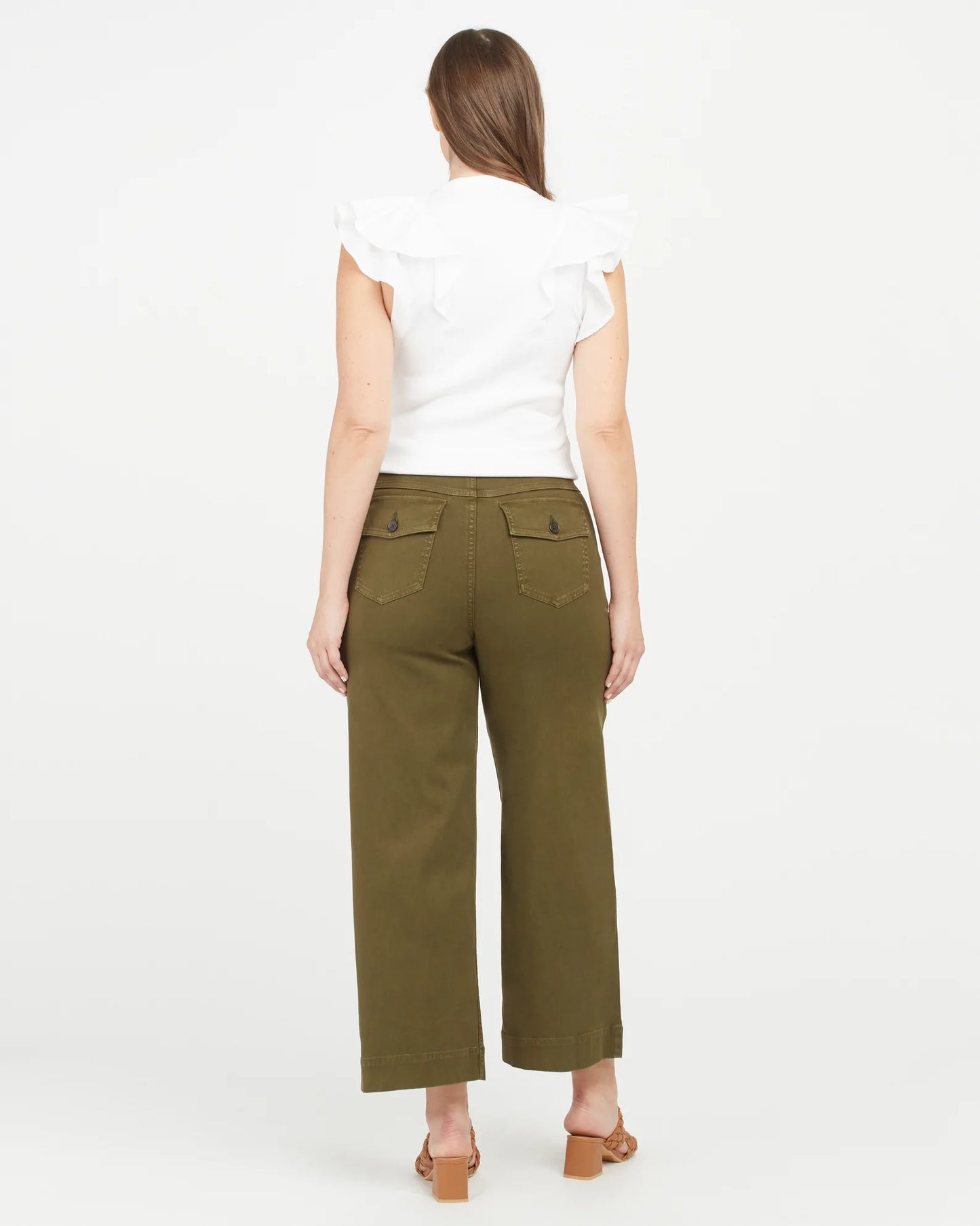 Stretch Twill Cropped Wide Leg Pant