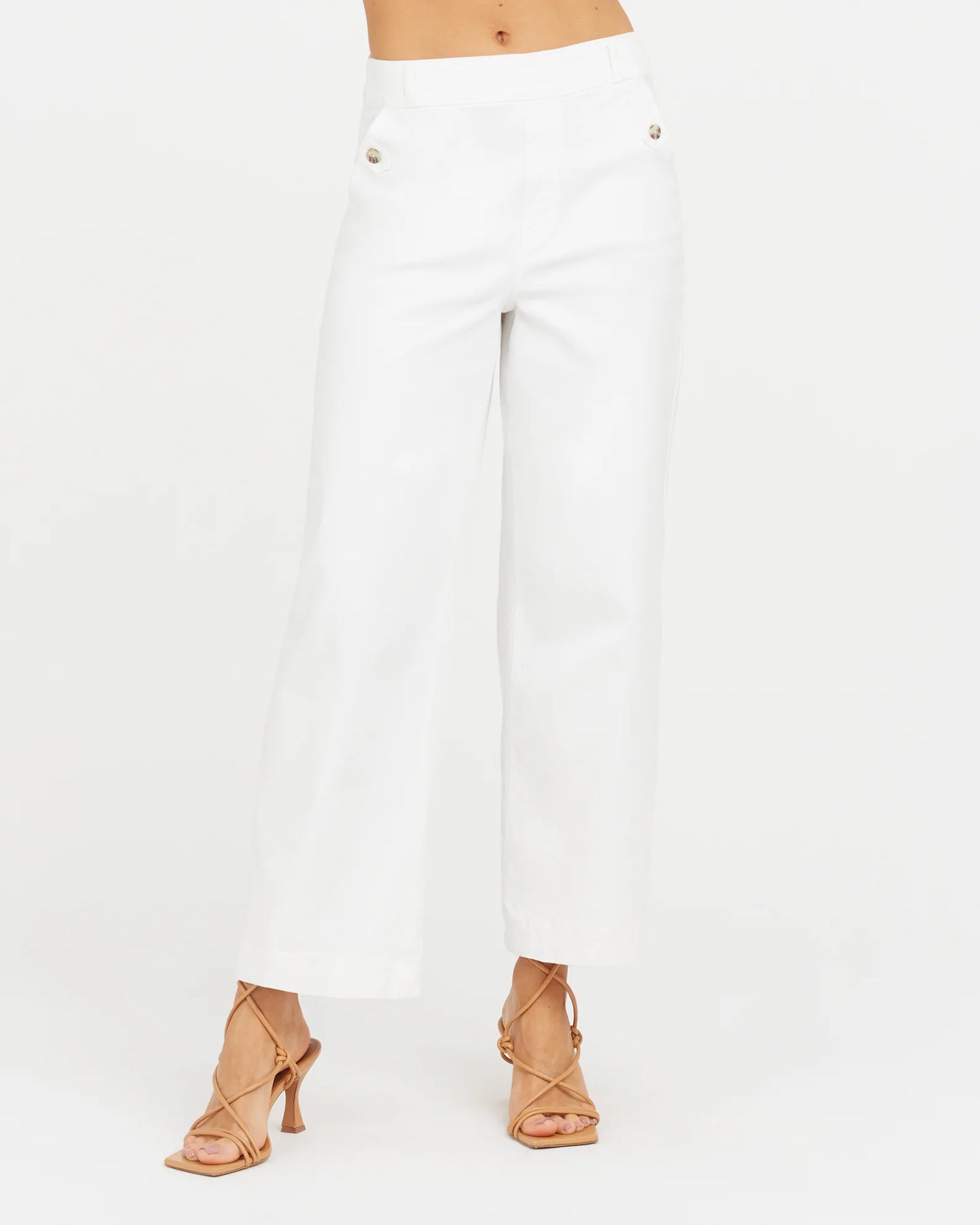 Stretch Twill Cropped Wide Leg Pant