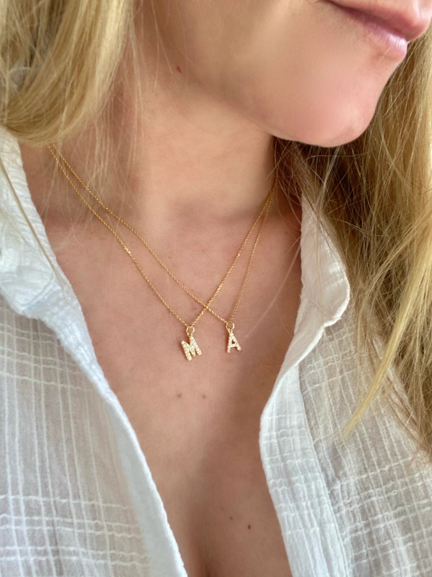 Gold Shimmer Letter Necklace