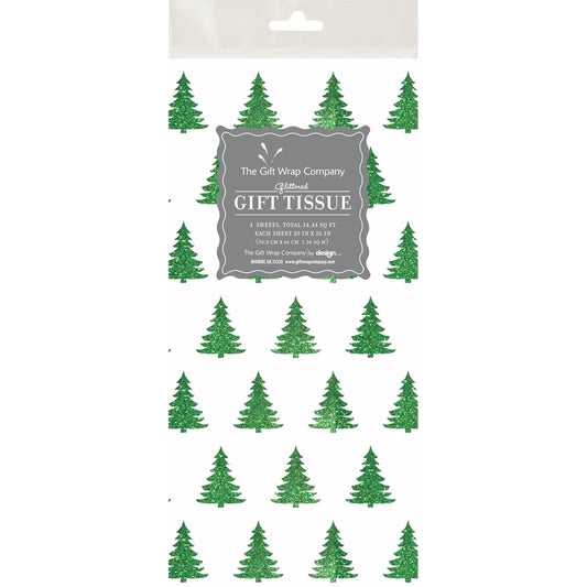 Green Glitter Trees Tissue