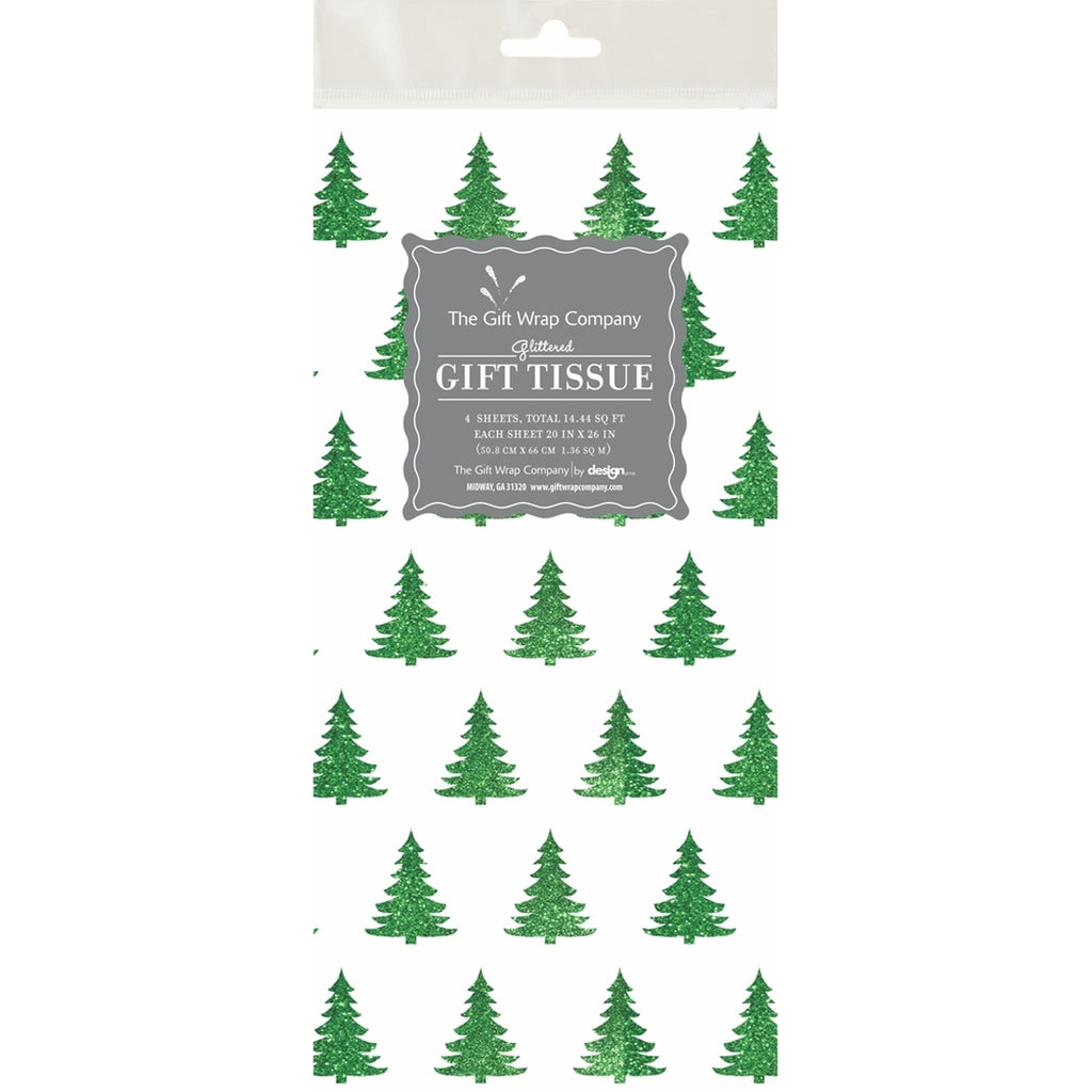 Green Glitter Trees Tissue