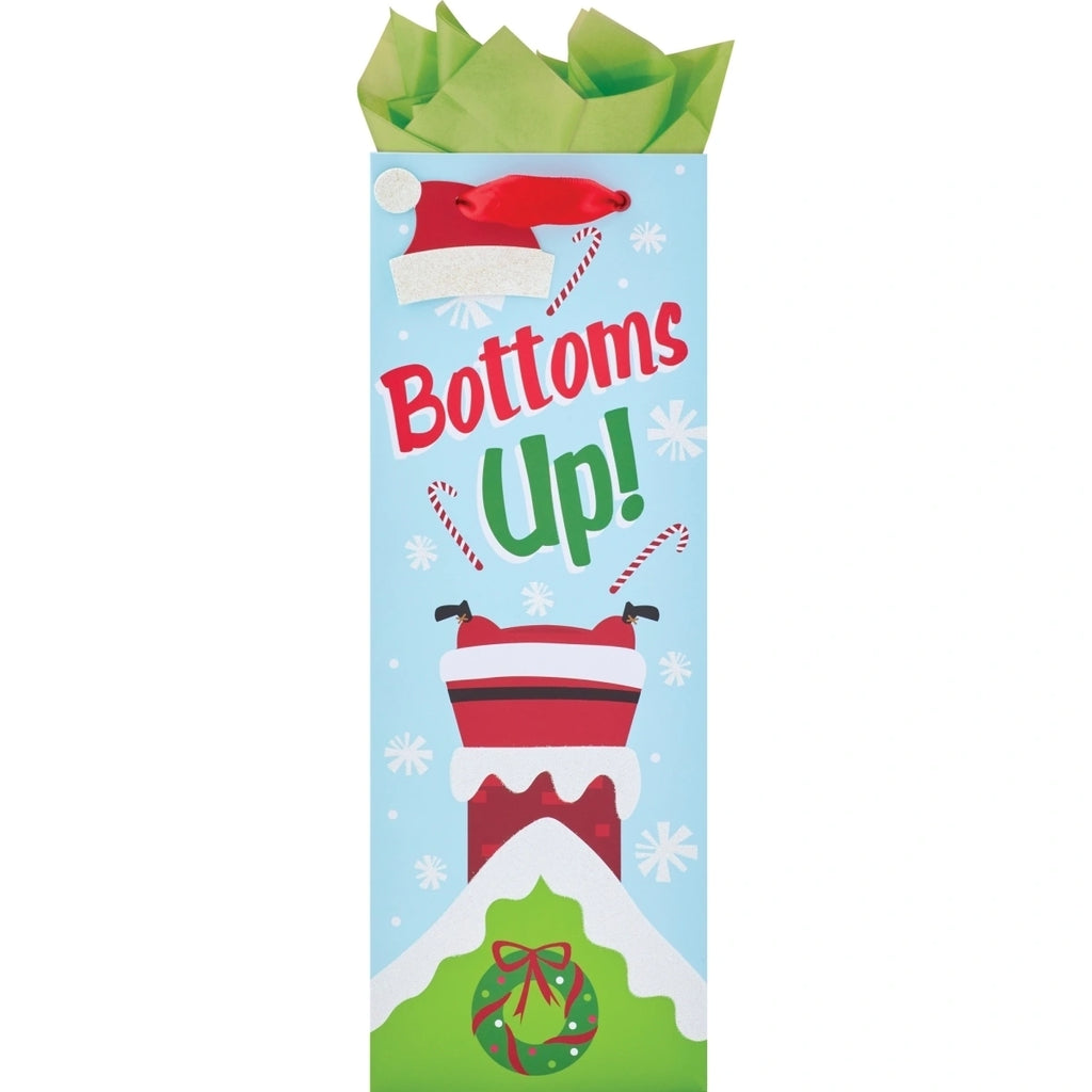 Bottoms Up Santa Bottle Bag