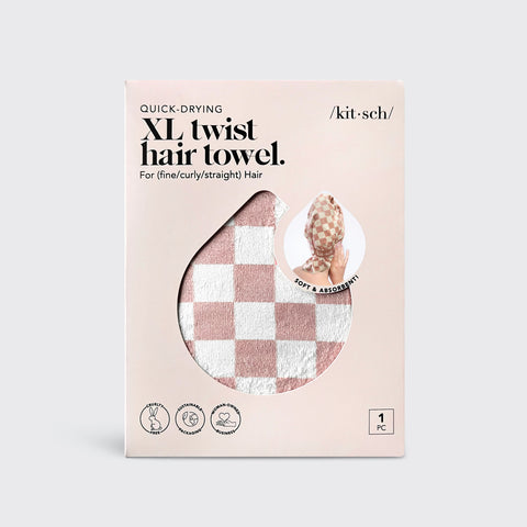 XL Twist Hair Towel | Terracotta Checker