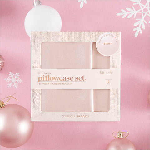 Holiday Satin Pillowcase Set | Blush