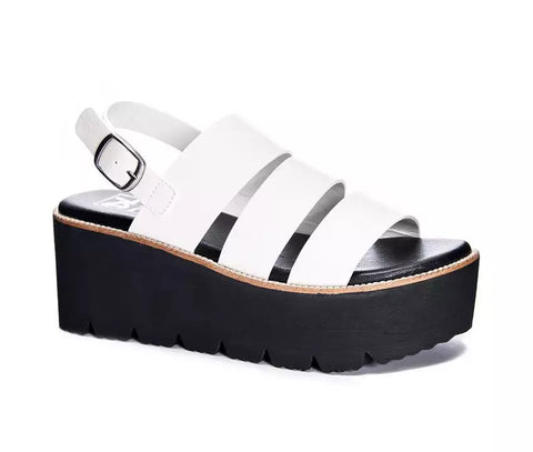 Pendulum Smooth Platform Sandal | White