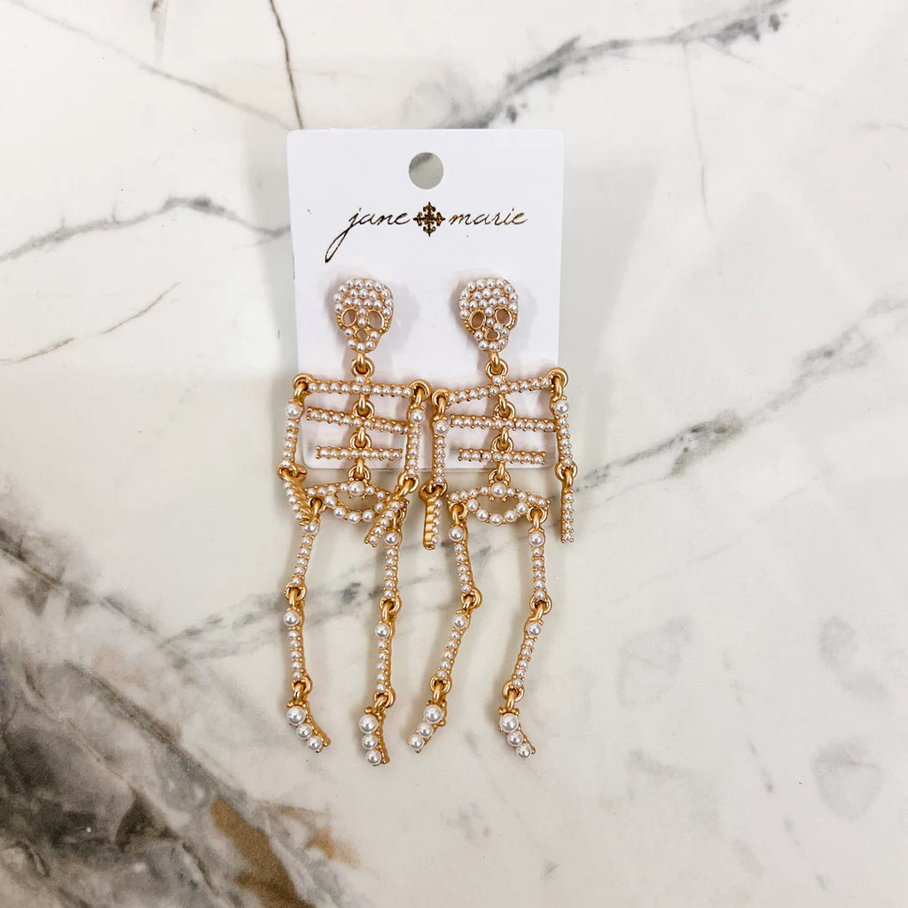 Pearl Skeleton Earrings