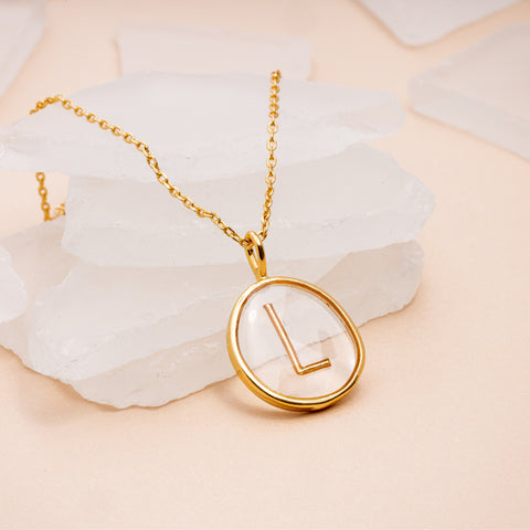 Clear Initial Gold Necklace