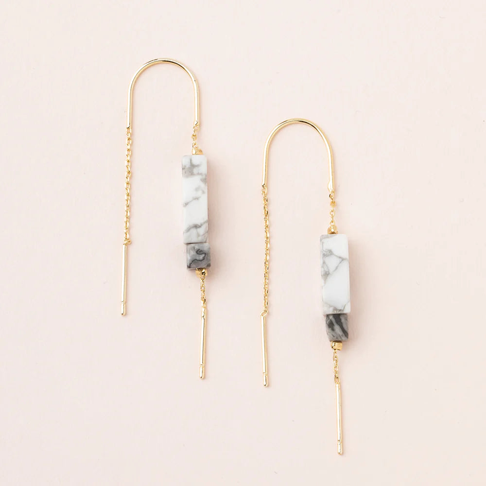 Rectangle Stone Earrings | Howlite