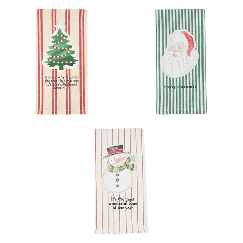Christmas Stripe Applique Towels