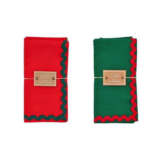Christmas Ric-Rac Napkin Sets