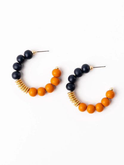 Kelly Earrings | Navy & Orange