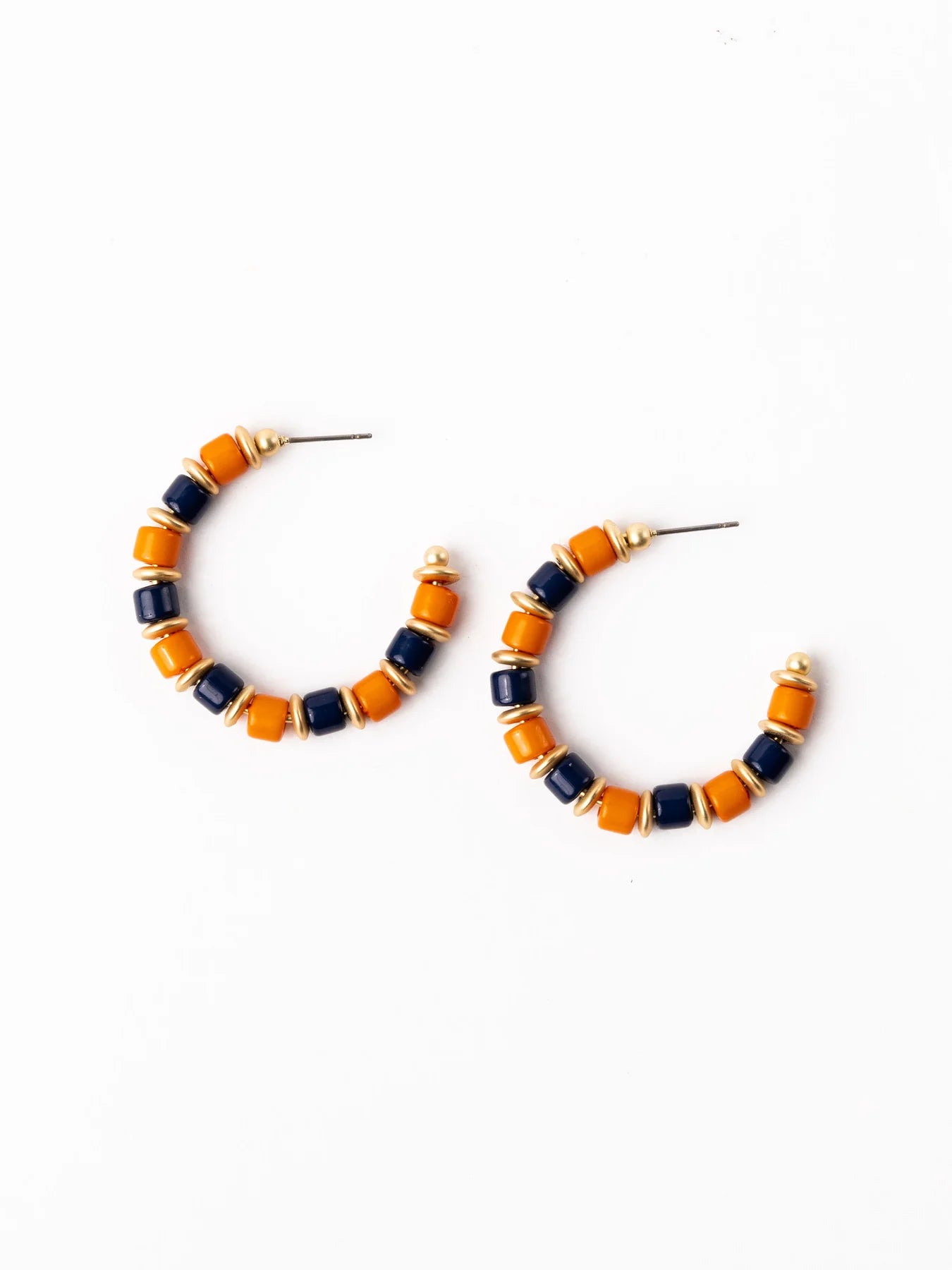 Cara Earrings | Navy & Orange