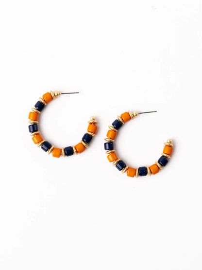 Cara Earrings | Navy & Orange