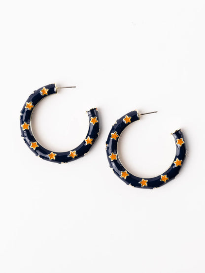 Justine Earrings | Navy & Orange