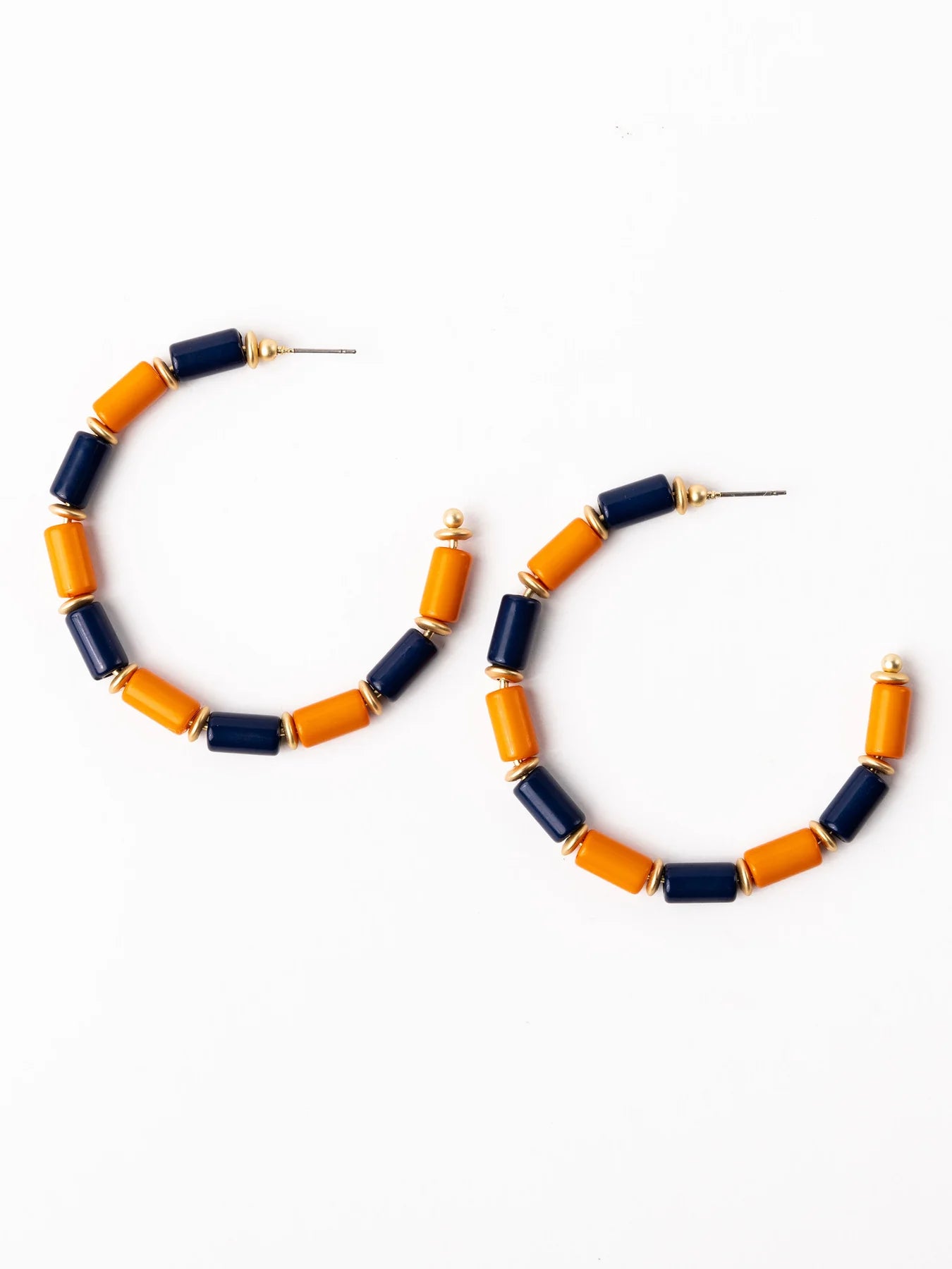 Cara Earrings | Navy & Orange
