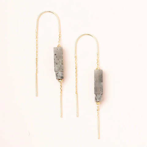Rectangle Stone Earrings | Labradorite