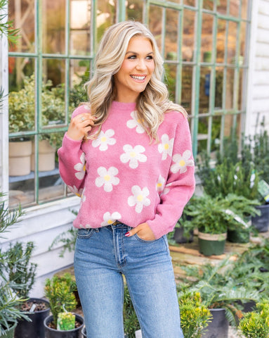 Daisy Crewneck Sweater | Pink