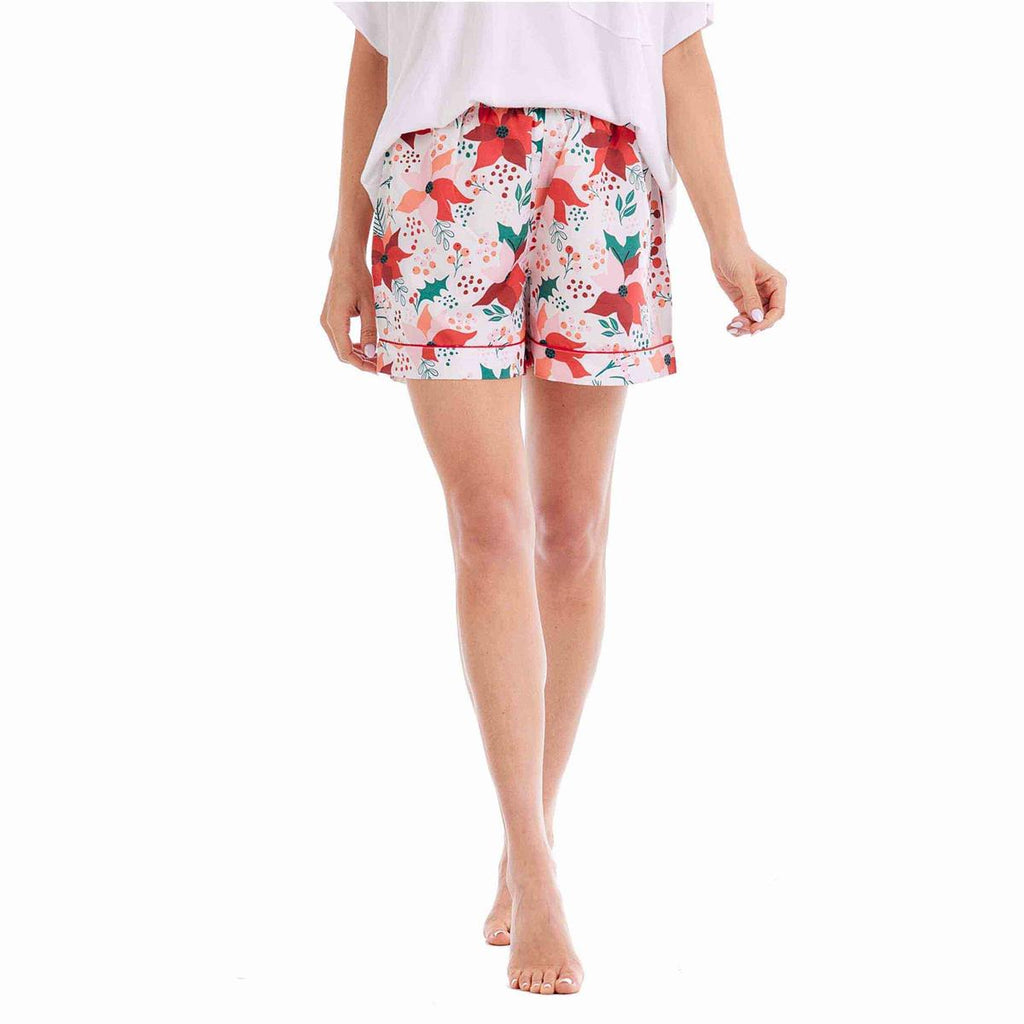 Floral Holiday Pajama Shorts