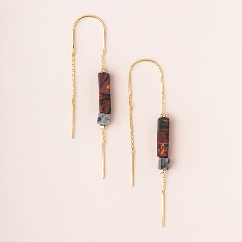 Rectangle Stone Earrings | Majestic Jasper