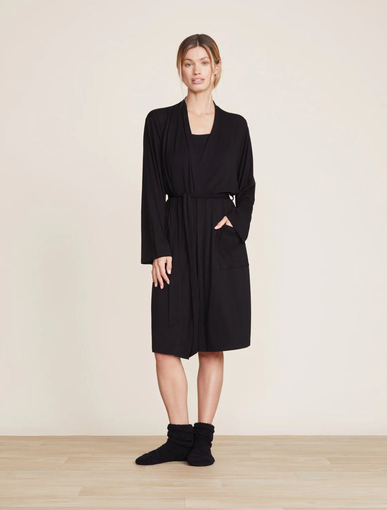 Malibu Collection Soft Jersey Robe | Black
