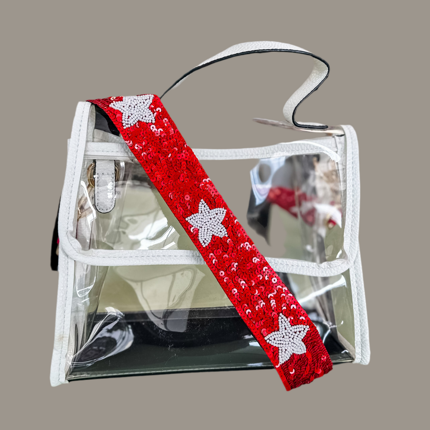 Star Beaded Bag Strap | Alabama Red + White