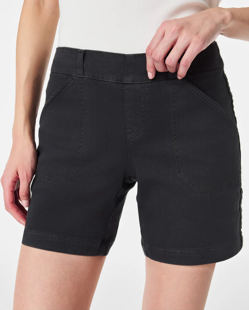 Spanx Twill Shorts 6" | Washed Black