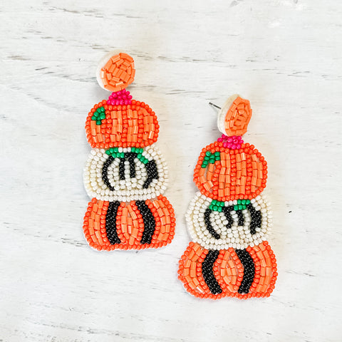 Pumpkin Stack Beaded Earrings