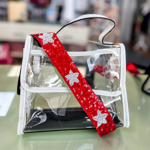 Star Beaded Bag Strap | Alabama Red + White