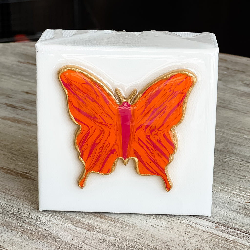 Pink Orange Butterfly | 4x4 Canvas