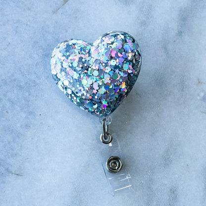 Glitter Heart Badge Reel