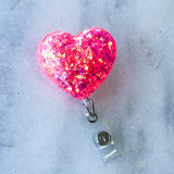 Glitter Heart Badge Reel