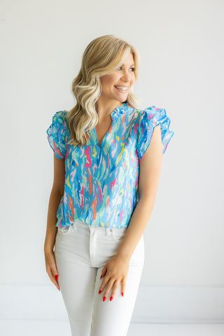 Marley Top | Tiger Tail Blue