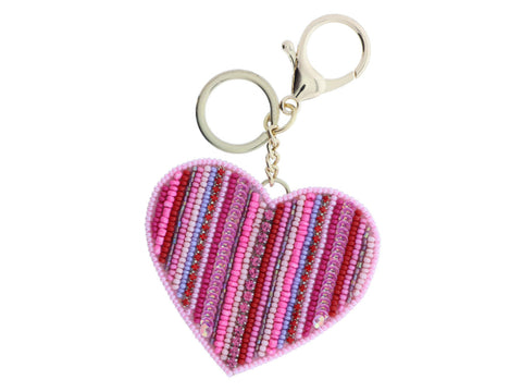Multi Colored Heart Beaded Keychain
