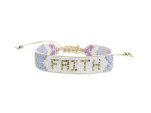 Faith Beaded Woven Bracelet