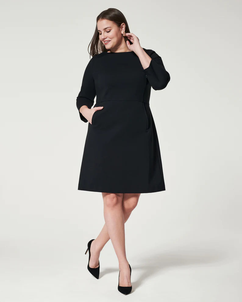 The Perfect A-line 3/4 Sleeve Dress | Black