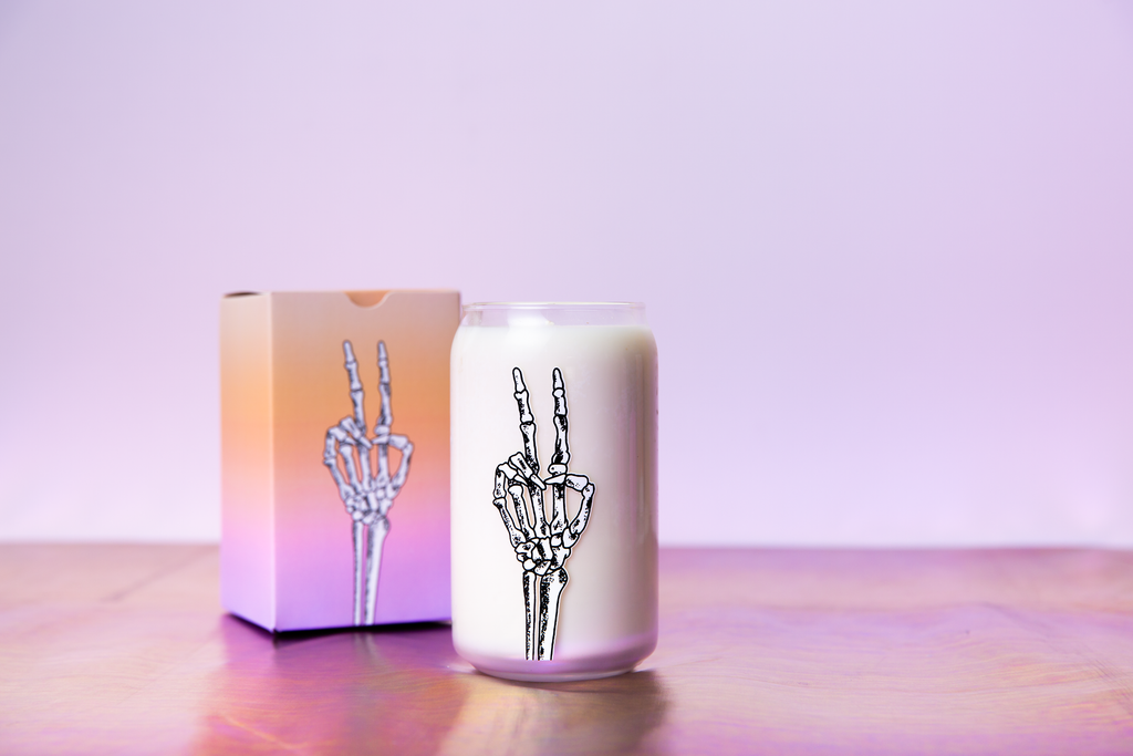 Can Glass Candle | Skeleton Peace