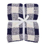 Navy Check Chenille Blanket