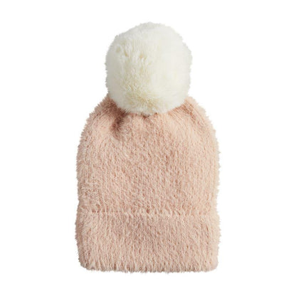 Fuzzy Pom Knit Hat