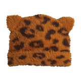 Fuzzy Leopard Knit Hat