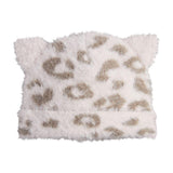 Fuzzy Leopard Knit Hat