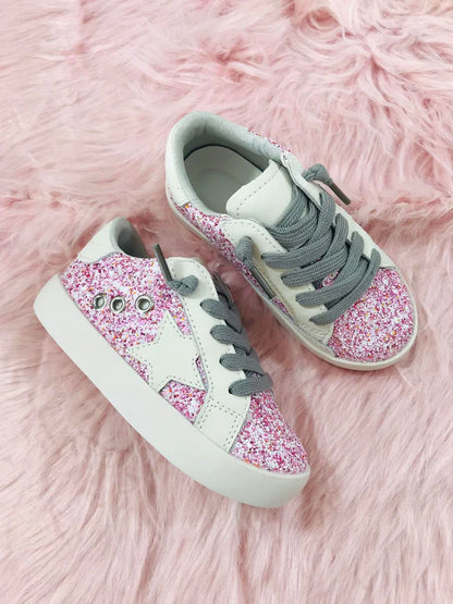 Child Pink Glitter Star Sneakers LJ s Retail Therapy