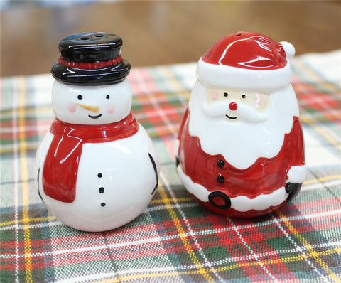 Jolly Santa & Snowman Salt & Pepper Shakers
