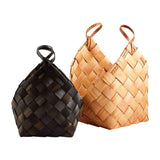 Black Natural Woven Wood Basket Set